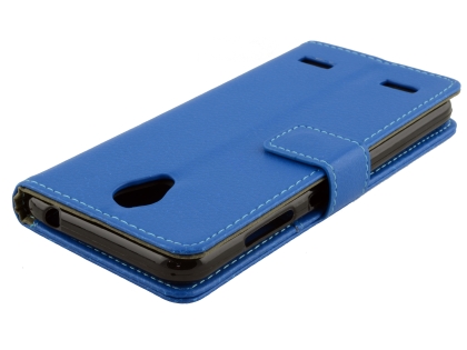 Synthetic Leather Wallet Case with Stand for Telstra 4GX Enhanced - Blue