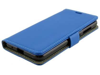 Synthetic Leather Wallet Case with Stand for Telstra 4GX Enhanced - Blue