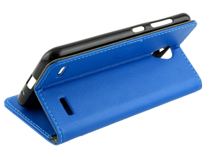 Synthetic Leather Wallet Case with Stand for Telstra 4GX Enhanced - Blue