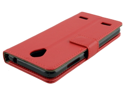 Synthetic Leather Wallet Case with Stand for Telstra 4GX Enhanced - Red