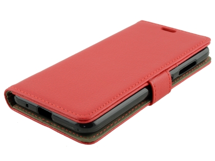 Synthetic Leather Wallet Case with Stand for Telstra 4GX Enhanced - Red