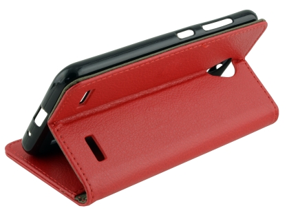Synthetic Leather Wallet Case with Stand for Telstra 4GX Enhanced - Red