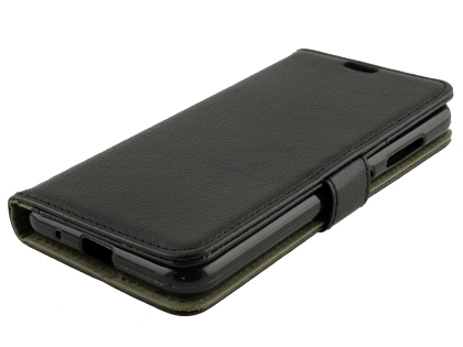 Synthetic Leather Wallet Case with Stand for Telstra 4GX Enhanced - Black