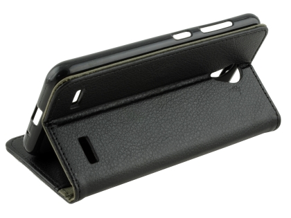 Synthetic Leather Wallet Case with Stand for Telstra 4GX Enhanced - Black