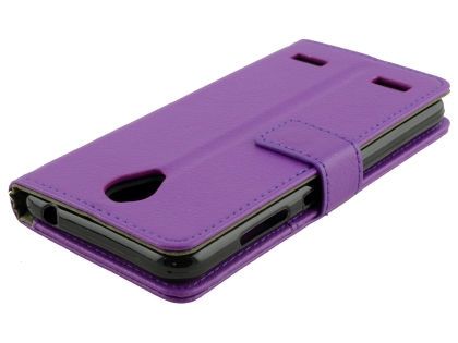 Synthetic Leather Wallet Case with Stand for Telstra 4GX Enhanced - Purple