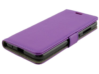 Synthetic Leather Wallet Case with Stand for Telstra 4GX Enhanced - Purple