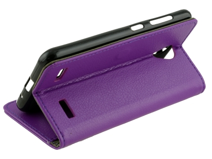 Synthetic Leather Wallet Case with Stand for Telstra 4GX Enhanced - Purple