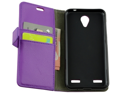 Synthetic Leather Wallet Case with Stand for Telstra 4GX Enhanced - Purple
