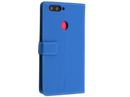 Synthetic Leather Wallet Case with Stand for Oppo R11s - Blue Leather Wallet Case