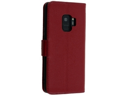 Premium Leather Wallet Case for Samsung Galaxy S9 - Burgundy