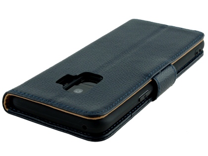 Premium Leather Wallet Case for Samsung Galaxy S9 - Navy