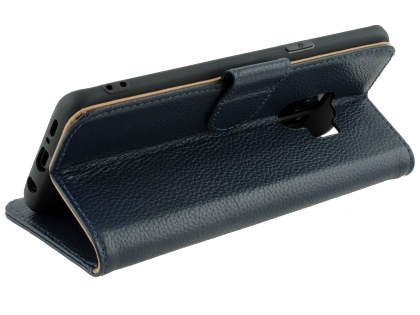 Premium Leather Wallet Case for Samsung Galaxy S9 - Navy