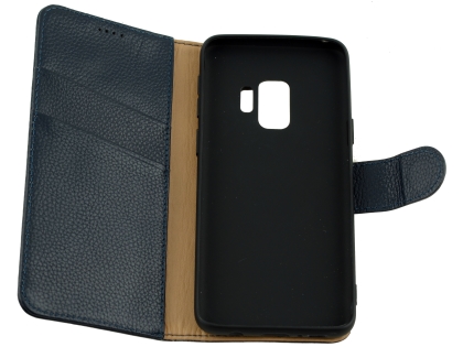 Premium Leather Wallet Case for Samsung Galaxy S9 - Navy