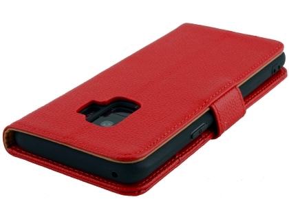 Premium Leather Wallet Case for Samsung Galaxy S9 - Red