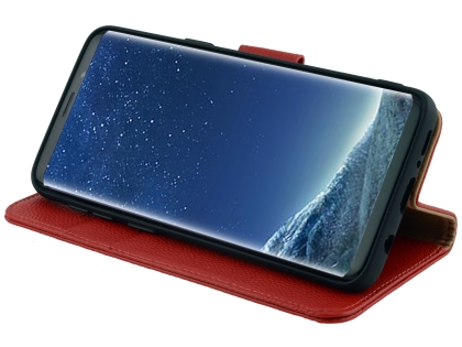 Premium Leather Wallet Case for Samsung Galaxy S9 - Red