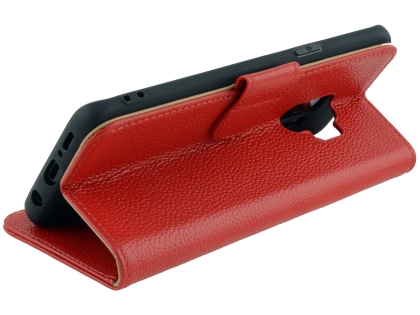 Premium Leather Wallet Case for Samsung Galaxy S9 - Red