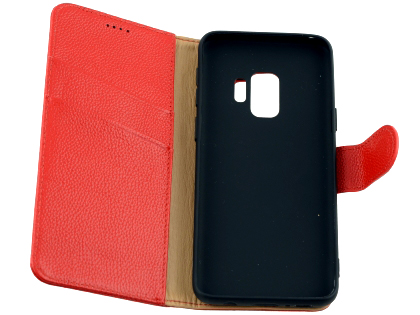 Premium Leather Wallet Case for Samsung Galaxy S9 - Red