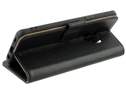 Premium Leather Wallet Case for Samsung Galaxy S9 - Black