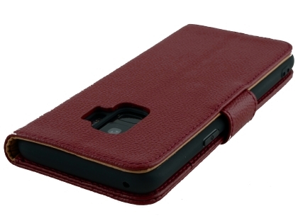 Premium Leather Wallet Case for Samsung Galaxy S9 - Burgundy
