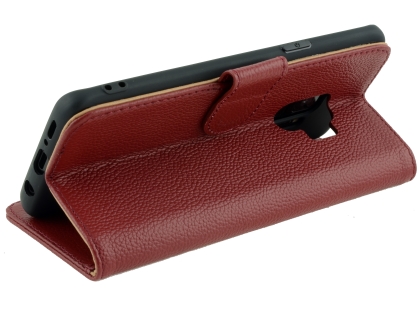 Premium Leather Wallet Case for Samsung Galaxy S9 - Burgundy