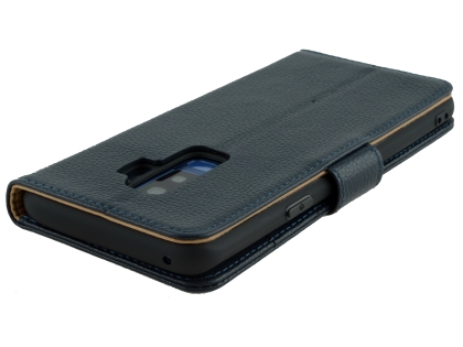 Premium Leather Wallet Case for Samsung Galaxy S9+ - Navy