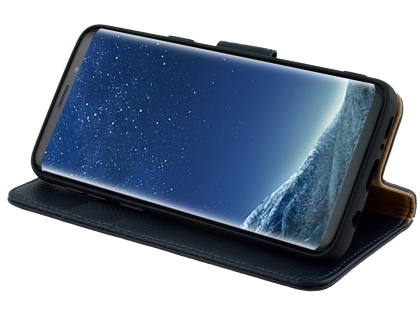 Premium Leather Wallet Case for Samsung Galaxy S9+ - Navy