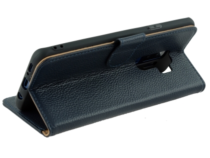Premium Leather Wallet Case for Samsung Galaxy S9+ - Navy