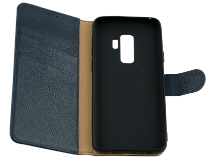 Premium Leather Wallet Case for Samsung Galaxy S9+ - Navy