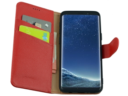 Premium Leather Wallet Case for Samsung Galaxy S9+ - Red
