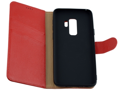 Premium Leather Wallet Case for Samsung Galaxy S9+ - Red