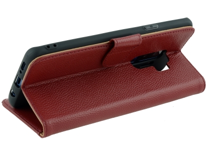 Premium Leather Wallet Case for Samsung Galaxy S9+ - Rosewood