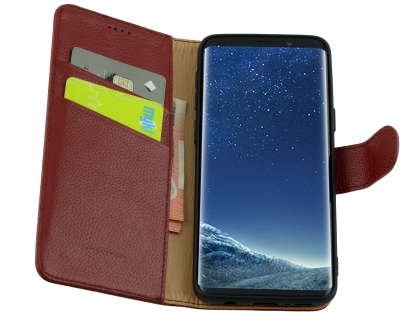 Premium Leather Wallet Case for Samsung Galaxy S9+ - Rosewood