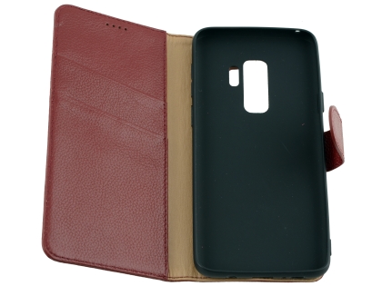 Premium Leather Wallet Case for Samsung Galaxy S9+ - Rosewood