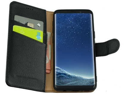 Premium Leather Wallet Case for Samsung Galaxy S9+ - Black