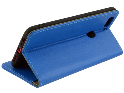 Synthetic Leather Wallet Case with Stand for Oppo R11s - Blue