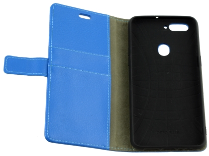Synthetic Leather Wallet Case with Stand for Oppo R11s - Blue