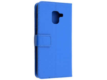Synthetic Leather Wallet Case with Stand for Samsung Galaxy A8 (2018) - Blue Leather Wallet Case