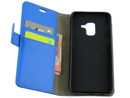 Synthetic Leather Wallet Case with Stand for Samsung Galaxy A8 (2018) - Blue