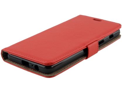 Synthetic Leather Wallet Case with Stand for Samsung Galaxy A8 (2018) - Red