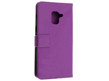 Synthetic Leather Wallet Case with Stand for Samsung Galaxy A8 (2018) - Purple Leather Wallet Case