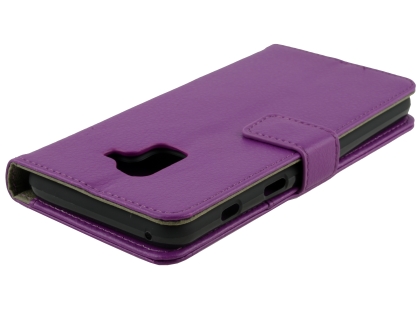 Synthetic Leather Wallet Case with Stand for Samsung Galaxy A8 (2018) - Purple