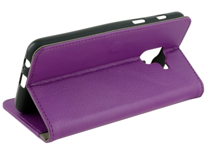 Synthetic Leather Wallet Case with Stand for Samsung Galaxy A8 (2018) - Purple