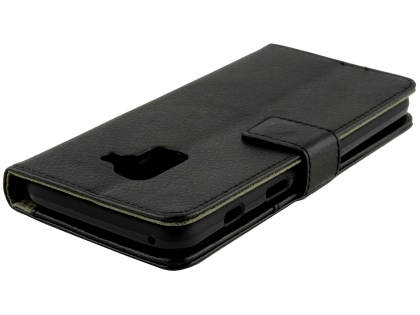 Synthetic Leather Wallet Case with Stand for Samsung Galaxy A8 (2018) - Black