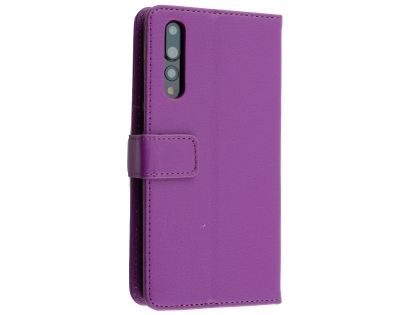 Synthetic Leather Wallet Case with Stand for Huawei P20 Pro - Purple Leather Wallet Case