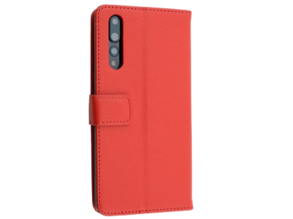 Synthetic Leather Wallet Case with Stand for Huawei P20 Pro - Red Leather Wallet Case