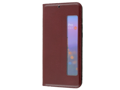 Top Grain Leather Case With Windows for Huawei P20 Pro - Rosewood