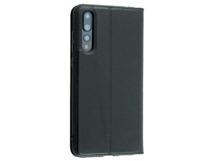 Top Grain Leather Case With Windows for Huawei P20 Pro - Black Leather Case