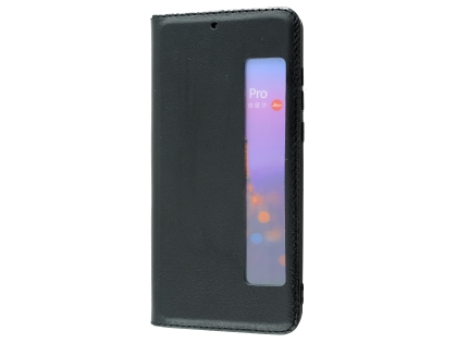 Top Grain Leather Case With Windows for Huawei P20 Pro - Black