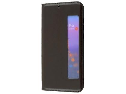 Top Grain Leather Case With Windows for Huawei P20 Pro - Dark Brown