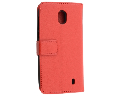 Synthetic Leather Wallet Case with Stand for Nokia 1 - Red